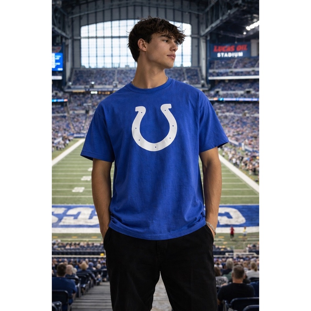 NFL Indianapolis Colts T Shirt Blue Horseshoe‎ Logo Mens Extra Large XL